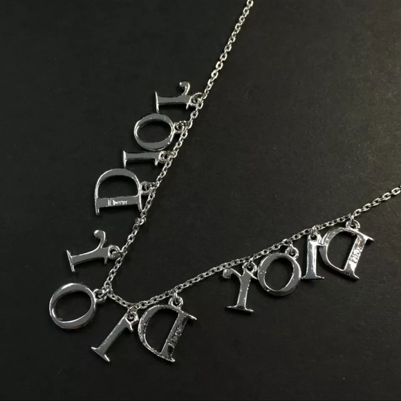 AUTH Christian Dior CD Logo Silver Necklace - Picture 5 of 6